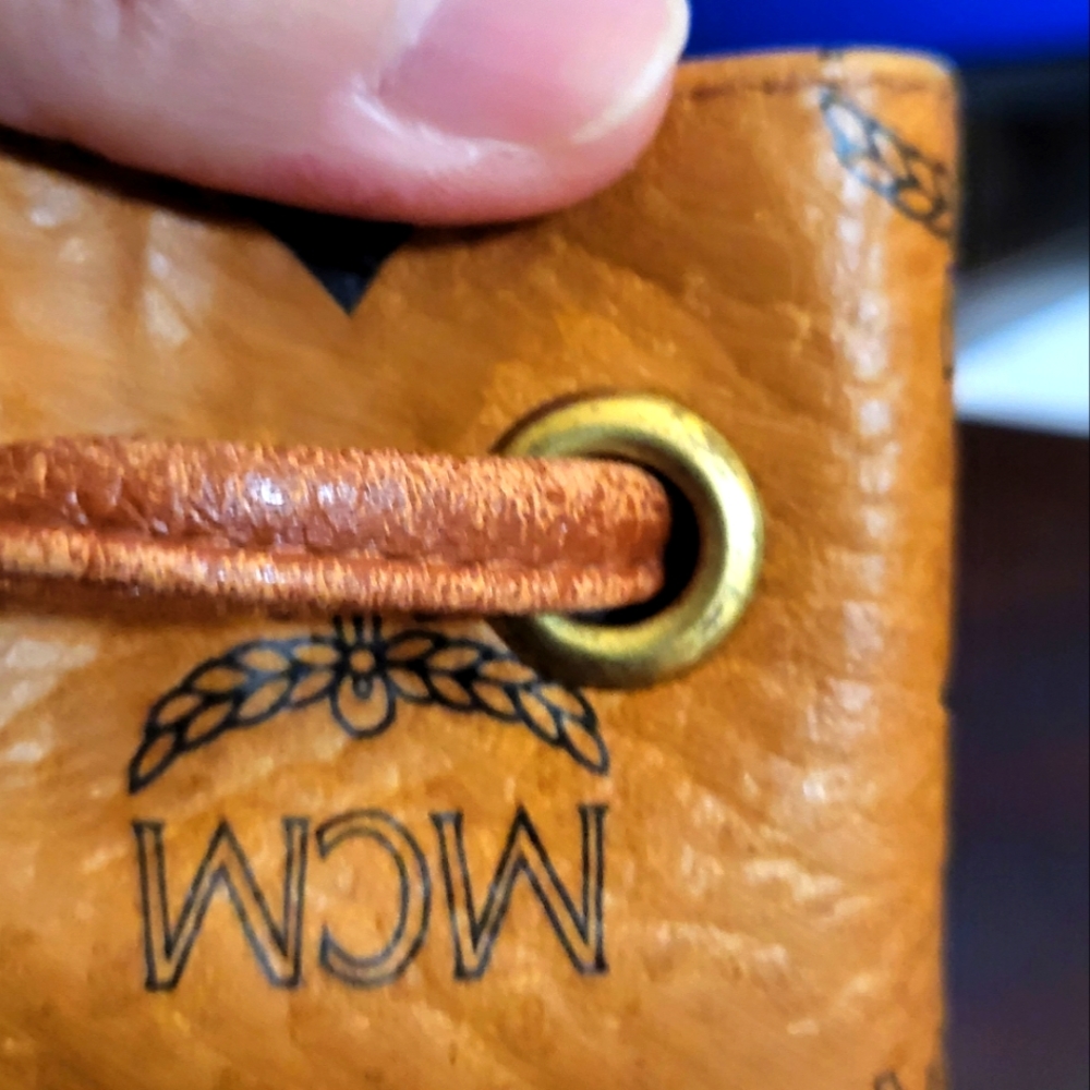 Authentic Mcm Drawstring Visetos Bucket Bag - image 7